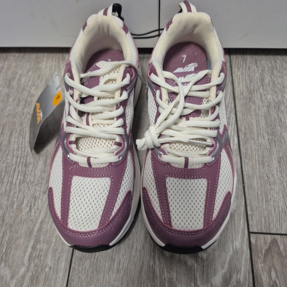 Avia Womens Lightweight Mesh Sneakers in Purple and Cream With Odor Control